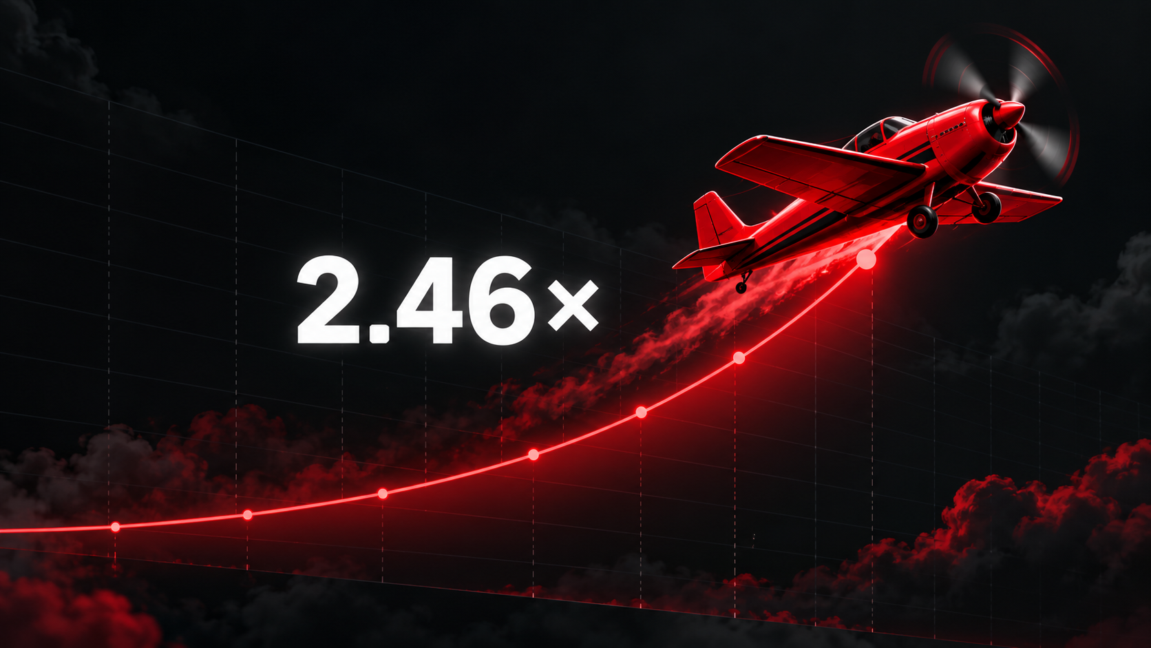 Red aircraft following a rising multiplier curve